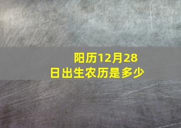 阳历12月28日出生农历是多少