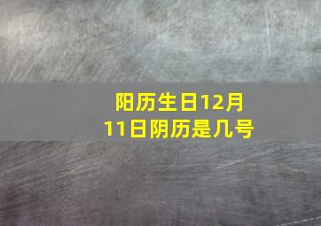 阳历生日12月11日阴历是几号