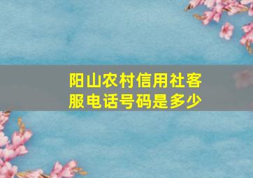 阳山农村信用社客服电话号码是多少