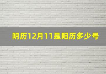 阴历12月11是阳历多少号