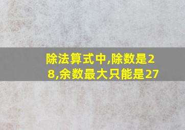 除法算式中,除数是28,余数最大只能是27