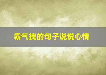 霸气拽的句子说说心情