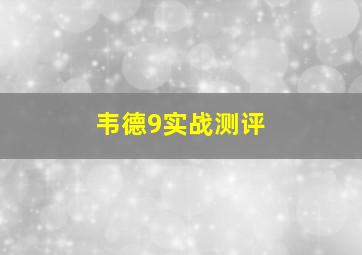 韦德9实战测评