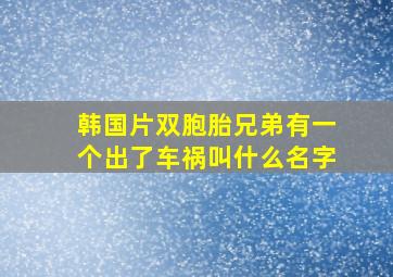 韩国片双胞胎兄弟有一个出了车祸叫什么名字