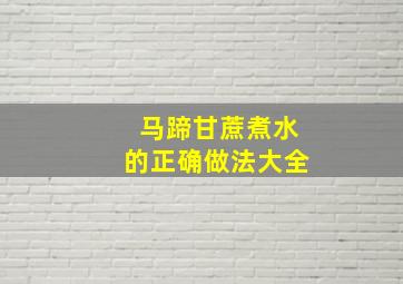 马蹄甘蔗煮水的正确做法大全