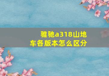 骓驰a318山地车各版本怎么区分