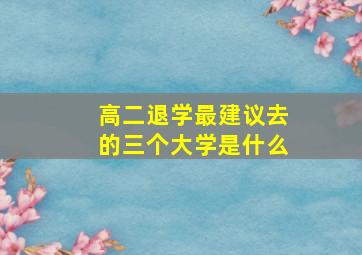 高二退学最建议去的三个大学是什么