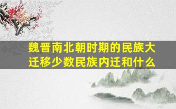 魏晋南北朝时期的民族大迁移少数民族内迁和什么