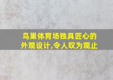 鸟巢体育场独具匠心的外观设计,令人叹为观止