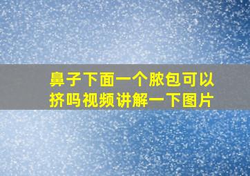 鼻子下面一个脓包可以挤吗视频讲解一下图片