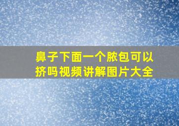 鼻子下面一个脓包可以挤吗视频讲解图片大全