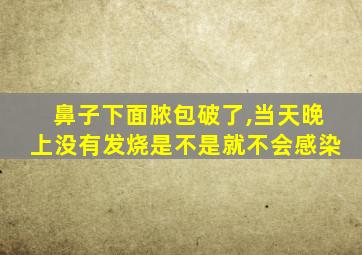 鼻子下面脓包破了,当天晚上没有发烧是不是就不会感染