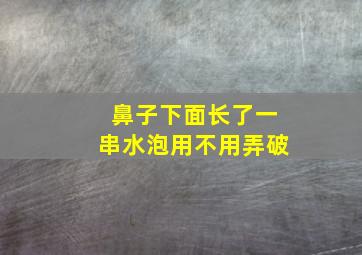 鼻子下面长了一串水泡用不用弄破