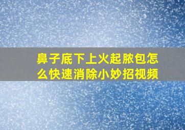 鼻子底下上火起脓包怎么快速消除小妙招视频