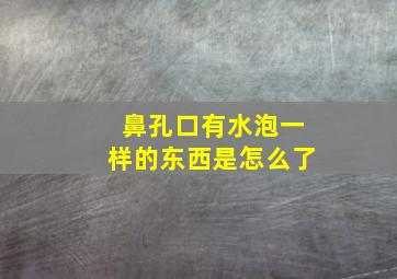 鼻孔口有水泡一样的东西是怎么了